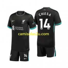 Camisolas de futebol Liverpool Chiesa 14 Criança Equipamento Alternativa 2024/25 Manga Curta